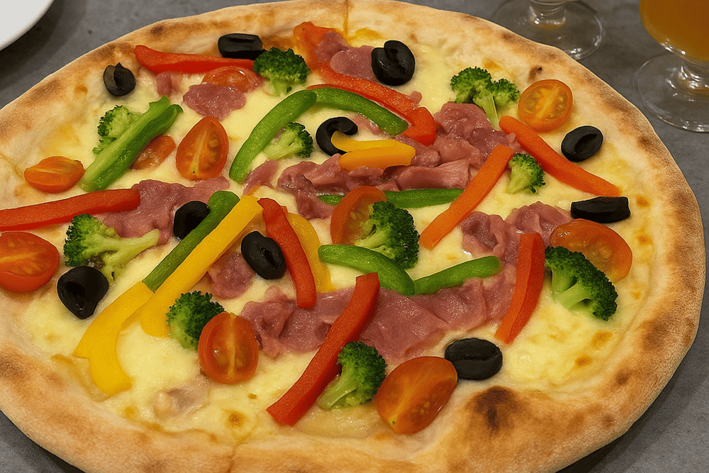 Authentic Italian wood-fired oven imported from Italy at Cardi Pizzeria, maintaining traditional 450°C temperature for perfect pizza crusts